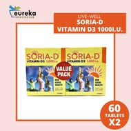 LIVE-WELL SORIA-D VITAMIN-D3 1000 I.U 60'S / 60'S X 2
