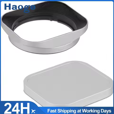Haoge Silver Metal Square Lens Hood for Fujifilm XF33mm F1.4 R WR Lens, Fujinon XF 16-50mm,Fuji XF 2
