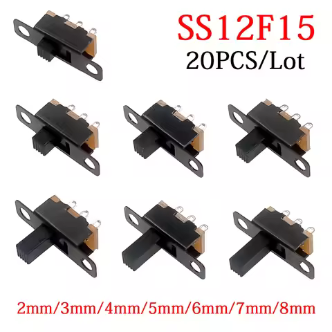 20PCS/Lot 50V 0.3A SS12F15 Mini Size Black SPDT Slide Switch for DIY Power Electronic Projects G6 1P