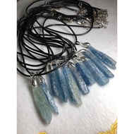 Natural Crystal: Kyanite Raw Stone Pendant With Adjustable Black Rope Necklace