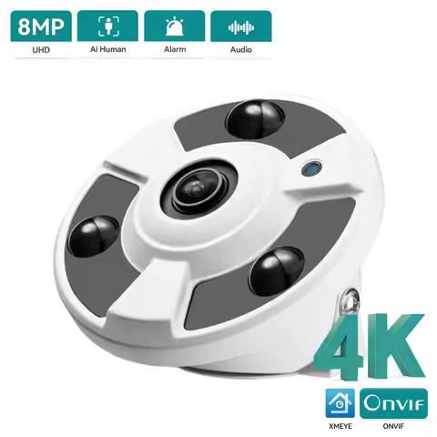 8MP 4K IP Camera 1.7MM Fisheye Lens 5MP Panoramic IP Camera Motion Detection Audio Record Xmeye Coul