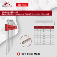 PB SWISS TOOLS 9pcs Allen Key Hexagon L-Wrench Set Metric (mm) (Chrome) PB 211.H-10