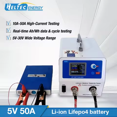 Heltec 50A 30V Battery Capacity Tester for 18650, 21700 LiPo & LiFePO4 Batteries with Precise Charge