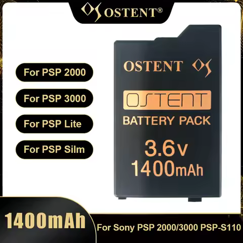 OSTENT 3.6V 1400mAh 1800mAh Rechargeable Lithium Battery Replacement Real Capacity for Sony PSP 2000