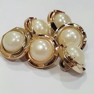 100 pcs kancing mutiara 12 mm list gold - kancing mutiara list gold 12 mm