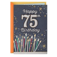 GREETING CARD- HALLMARK- GREETING CARD- 75th- BIRTHDAY CARD- CANDLES