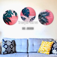 🪴 Frame Kayu Bulat Daun Hijau 28x28cm | Hiasan Dinding Moden Minimalist | Wall Frame Natural Aesthet