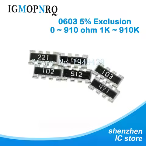 100pcs 0603*4 8P4R 2*4P red Resistencia SMD de 0~910 ohm 1K ~ 910K 2K 2,2K 4,7 K 10K 22K 47K 100K 1M
