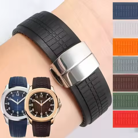 21mm Soft Rubber Watch Band Aquanaut Fits For Patek Philippe Silicone 5164A 5167A 5168A Folding Buck