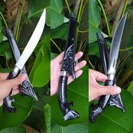 Badik asli bugis / badik kecil buat jaga diri / pisau badik baja asli tajam / pisau tajam super baja / pisau daput pisau ukir pisau baja 20cm hitam 09