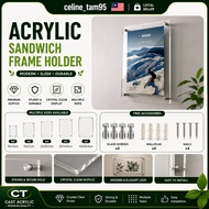 A5/A4/A3 Sandwich Wall Mounted Acrylic Frame / Poster Frame /Advertisement Frame / Certificate Frame