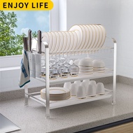 Ready Stock! Stainless Steel Dish Rack Kitchen Organizer Plate Organizer Dish Drainer Rack Kitchen Rack Plate Rack