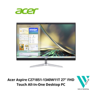 Acer Aspire C271851-1340W11T 27" FHD Touch All-In-One Desktop PC (I5-1340P, 16GB, 1TB SSD, Intel, W1