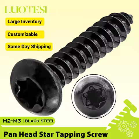 Torx Star Drive Pan Head Self Tapping Wood Screws Black Carbon Steel M2 M2.3 M2.6 M3 Six Lobe Round 
