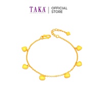TAKA Jewellery 999 Pure Gold Dangling Heart Bracelet