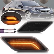 NJSBYL Smoke Lens Amber LED Side Marker Light Kits for Mercedes Benz W212 E-Class Pre-LCI E350 E550 