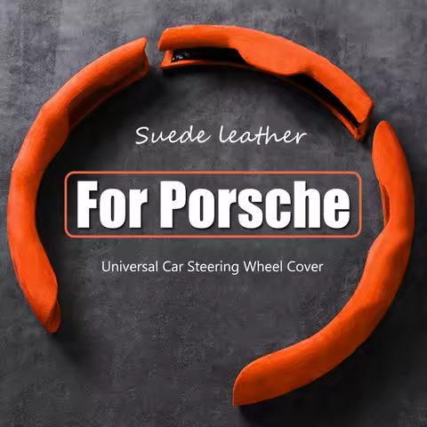 3PCS Universal 36CM-38CM Car Steering Wheel Cover Suede Car Accessories For Porsche Cayenne 911 996 