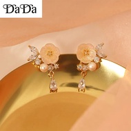 Hot Selling 18k Saudi Gold pawnable legit earrings women's opal magnolia flower south sea white pearl zircon jewelry for friends gifts