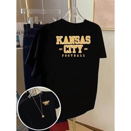 T-Shirt Bercetak Depan dan Belakang Wanita, Bola Sepak Kansas City, Corak Bola Sepak Kansas City Fes