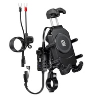 Motorcycle Phone Mount with 15W Wireless Charger | 30W USB-C Charger | Anti-Theft Handlebar Holder f