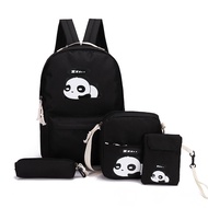 DIOMO panda bag female canvas school backpack set for boys with girls teenagers laptop bagpack women crossbody pencil case child