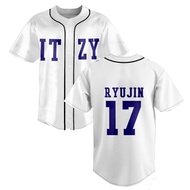Kpop ITZY None of My Business Merch Baseball Jersey T-shirt Fashion V-Neck Short Sleeve Men Women's 