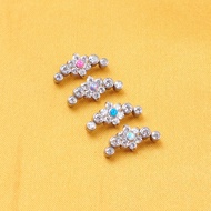 F136-Titanium Internally Threaded flower Earring 16G Lip Nose Piercing Jewelry-P461