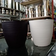 FELTON FBL 2548 (DIAMETER 33 CM) ROUND FLOWER POT WITH HOLE WHITE/DARK GREY COLOR #26