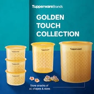 TUPPERWARE One Touch Airtight Golden Touch Canister Topper Food Storage Set (Golden One Touch)