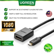 UGREEN Micro HDMI to HDMI Cable Male to Female with Ethernet Type D to Type A Gold Plated Support 10