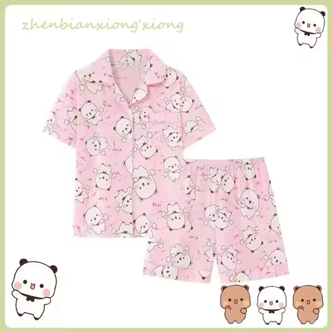 Pajamas Panda Pattern Bubu And Dudu Summer Couple Pajamas Short Sleeved Home Clothes Couple Pajamas