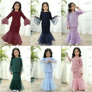 CLEARANCE SALE!! (1-2Year) Baju Kurung Lace Organza Baby Girl  Baju Raya Peplum Lace Kanak kanak Girl Dress