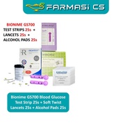 Bionime GS700 Blood Glucose Test Strip 25s + Soft Twist Lancets 25s + Alcohol Pads 25s [ Farmasi CS 