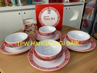 Tupperware Classic Red Melamine Dinning Collection (12pcs) , Set Pinggan Makan