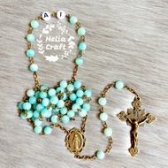 Vintage Bronze Amazonite Stone Name Rosary