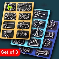 QIUJUU Set of 8pcs Iron Link Unlock Interlock Game, Brain Teaser Disassembly Assembly Metal Wire Puz
