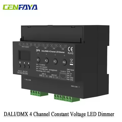 DALI/DMX 4 Channel Constant Voltage LED Dimmer Supports DALI DT6 DT8 DMX 8/16 Bit Signal Control Man