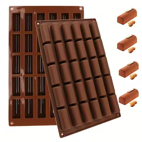 1 Piece 30-Cavity Non-Stick Silicone Granola Bar Mold, Suitable for Chocolate Truffles, Bread, Brown