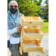 Rak Bawang Rak Serbaguna 3 tingkat kayu pine