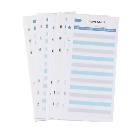 A6 Size 12Pcs Budget Card Six-color Hole Cash Plan Consumption Card Paper Budget Business Envelope L