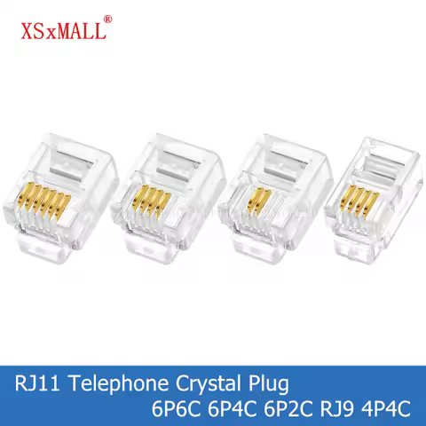 20/50/100PCS RJ11 Telephone Crystal Plug 6P6C 6P4C 6P2C RJ9 4P4C Modular Cable Head Gold Plated Netw