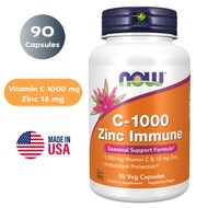 NOW Foods C-1000 Zinc Immune Vitamin C 1000 mg & Zinc 15 mg  90 Veg Capsules วิตามินซี + ซิงค์