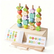 Montessori Wooden Toddler Toys Gifts Sorting Stacking Blocks Fine Motor Skills Educational Set- Todd