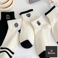 Becca-g0438 Embroidered Black White Socks Women Plain