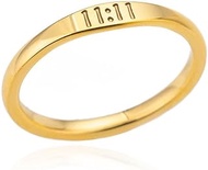 18K Gold Plated 1111 Angel Number Ring for Women Stainless Steel Make A Wish Jewelry Accessory