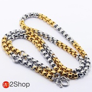 s2shop สร้อยคอสแตนเลสแท้ สร้อยคอพระ ลายผ่าหวาย ห้อยพระได้ 3 องค์ ความกว้าง 6 มม.ความยาว 24 26 28 30