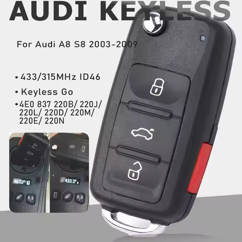 KEYECU Keyless Go 4E0 837 220B/ 220J/ 220L/ 220D/ 220M/ 220E/ 220N 315MHz/433MHz ID46 Remote Key Fob