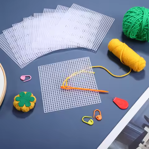 12 Pcs Plastic Mesh Sheets 10 6x10 6cm 27x27 Grid Cross Stitch Embroidery Crafting Quilting Crochet 