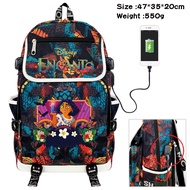 Encanto Cartoon Student Canvas Backpack Usb Charging Port Large Capacity School Bag