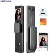3D Face Digital lock Recognition Smart Door Lock with Camera Fingerprint TUYA Security Monitor Intelligent Password Biometric Electronic Key